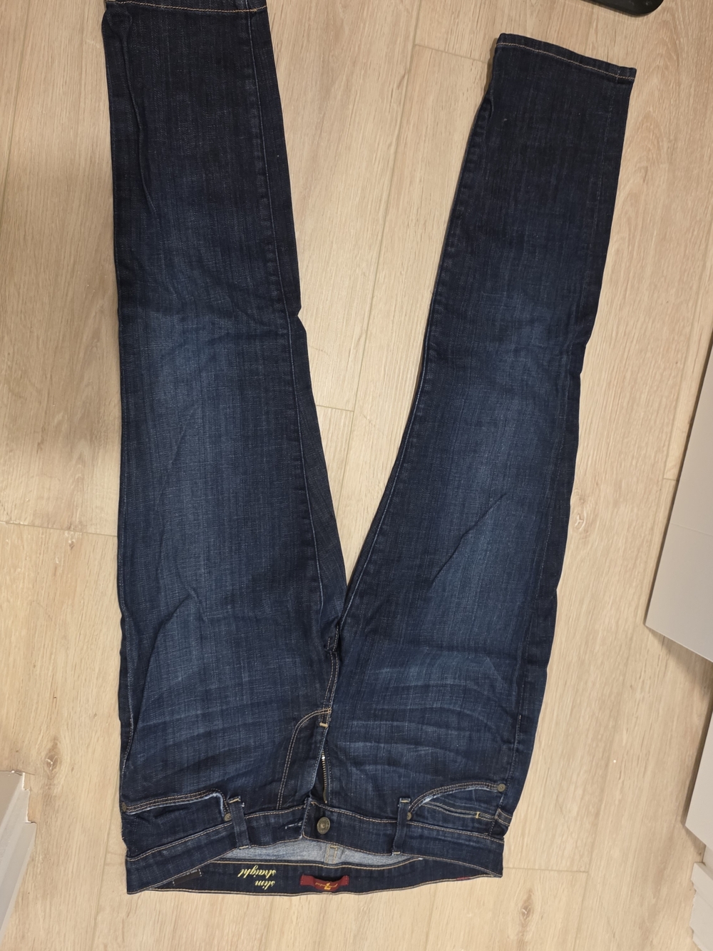 7 For All Mankind Slim Straight Dark Indigo Cropped Jeans